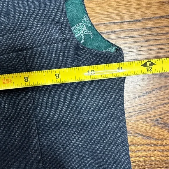 Monsoon Notting Hill W11 Navy/ Gray Vest w/ Green Fox Print Lining Sz 18-24 Mths - Picture 7 of 10